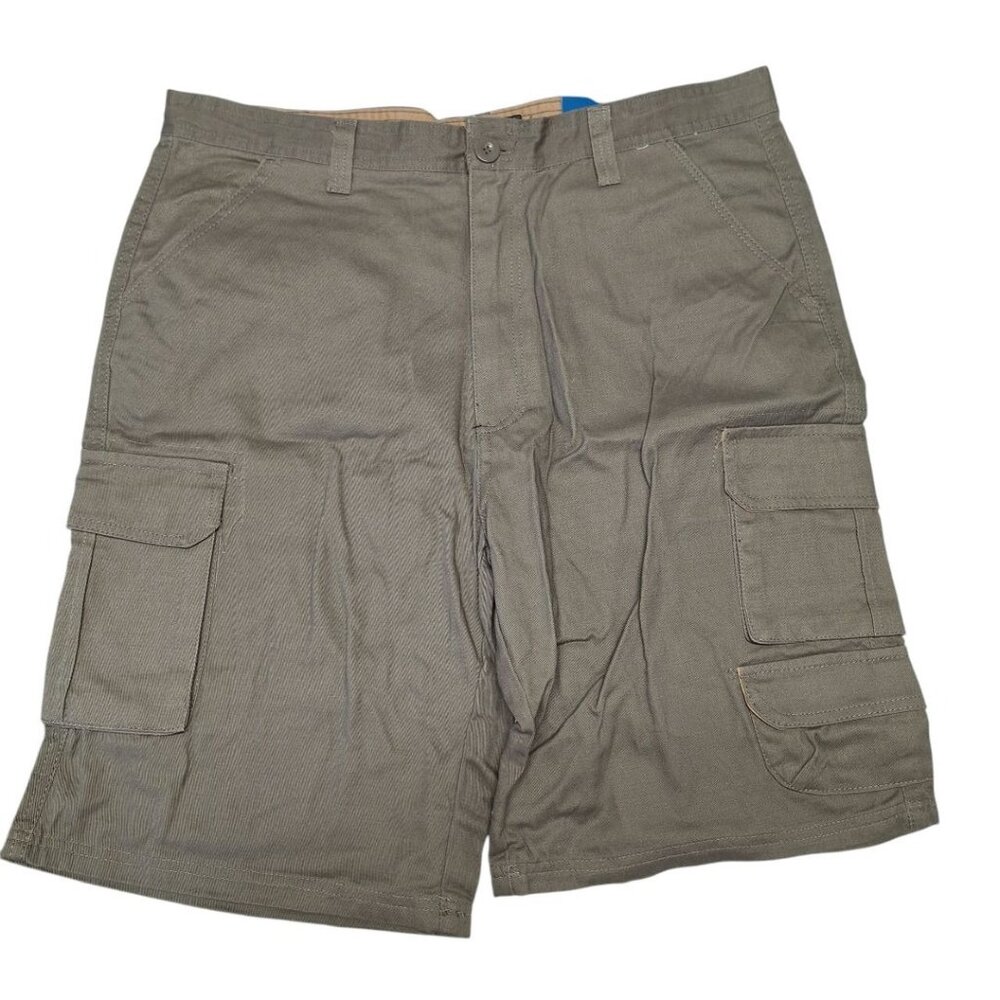 Rugged Wear Mens Cargo Shorts Green Olive Drawstring Waistline‎ Pockets Size 36